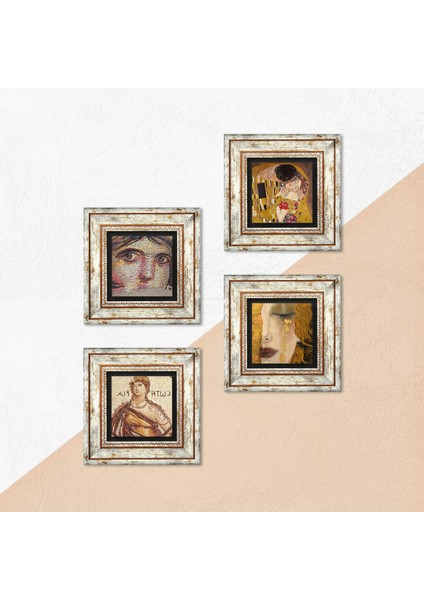 Çingene Kızı, Soteria, Gustav Klimt Altın Gözyaşları, Öpücük Çerçeveli Taş Duvar Tablosu 4’lü Set - Dekoratif Modern Sanat, Ev ve Ofis Dekoru |TK4-761| indirimleri