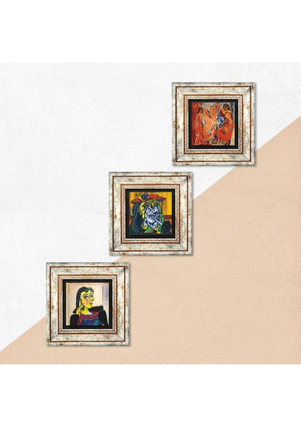 Picasso Ağlayan Kadın, Dora Maar Portresi, Avignonlu Kızlar Taş Duvar Tablosu Çerçeveli Duvar Dekoru 3 Parça Tablo Seti Wall Art T3-604 indirimleri