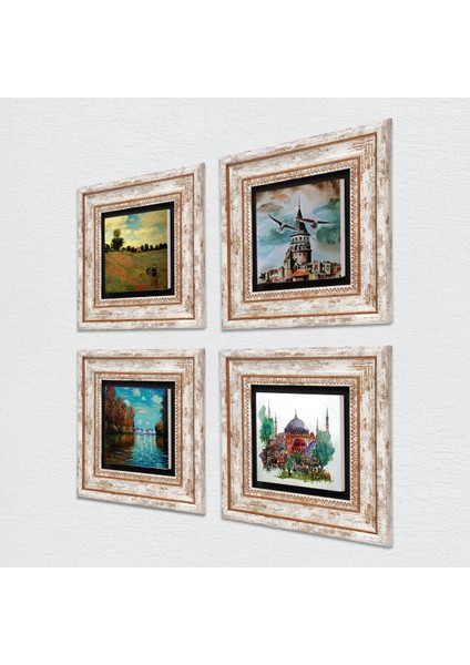Claude Monet Sonbahar, Gelincikler, Ayasofya, Galata Kulesi Çerçeveli Taş Duvar Tablosu 4’lü Set - Dekoratif Modern Sanat, Ev ve Ofis Dekoru |TK4-752| fiyatları