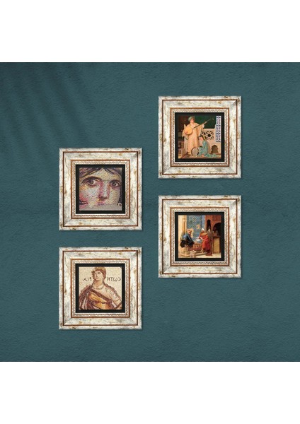 Soteria, Çingene Kızı, Satranç Oyunu, İki Müzisyen Kız Taş Duvar Tablosu Çerçeveli Duvar Dekoru 4 Parça Tablo Seti Wall Art T4-762 fırsatları