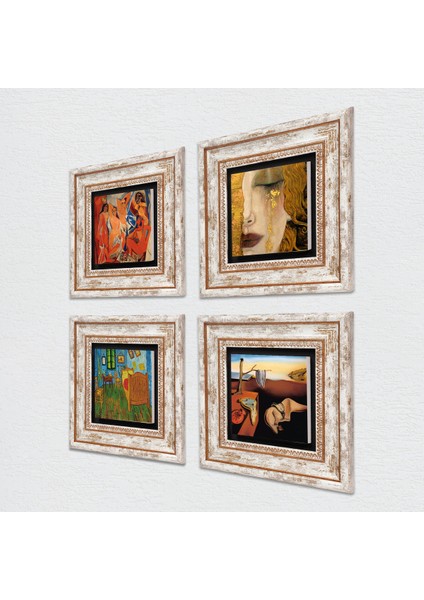 Stone Salvador Dalí, Picasso, Van Gogh, Gustav Klimt Çerçeveli Taş Duvar Tablosu 4’lü Set - Dekoratif Modern Sanat, Ev ve Ofis Dekoru |TK4-949| fiyatları