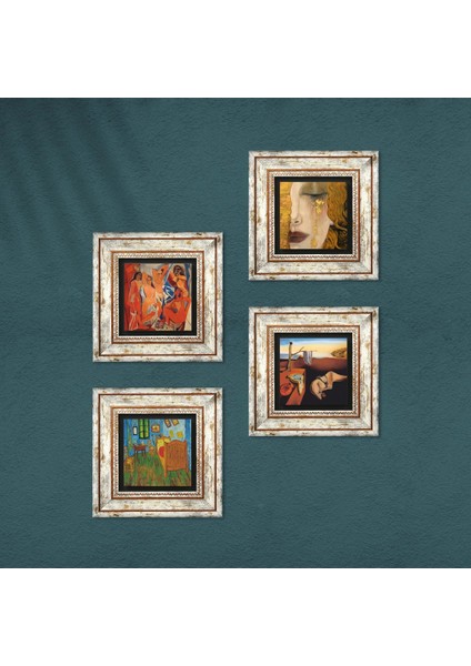 Stone Salvador Dalí, Picasso, Van Gogh, Gustav Klimt Çerçeveli Taş Duvar Tablosu 4’lü Set - Dekoratif Modern Sanat, Ev ve Ofis Dekoru |TK4-949| fırsatları