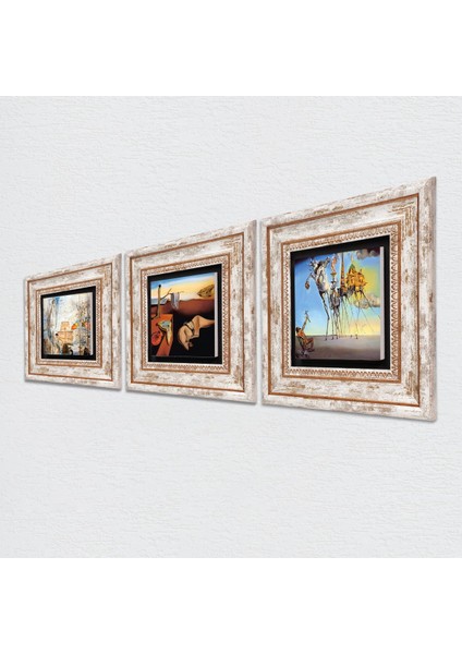 Stone Salvador Dalí Çerçeveli Taş Duvar Tablosu 3’lü Set - Dekoratif Modern Sanat, Ev ve Ofis Dekoru |TK3-615| fiyatları