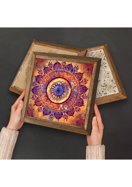 Mandala, Yaşam Çiçeği Ahşap Çerçeveli Taş Duvar Tablosu 4’lü Set – 25x25 cm Dekoratif Modern Sanat – Ev ve Ofis Dekoru |W4-712| fırsatları