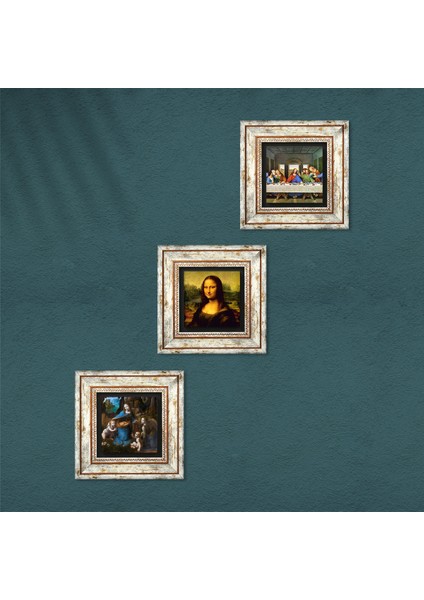 Da Vinci Son Akşam Yemeği, Kayalıklar Bakiresi, Mona Lisa Çerçeveli Taş Duvar Tablosu 3’lü Set - Dekoratif Modern Sanat, Ev ve Ofis Dekoru |TK3-97| fırsatları