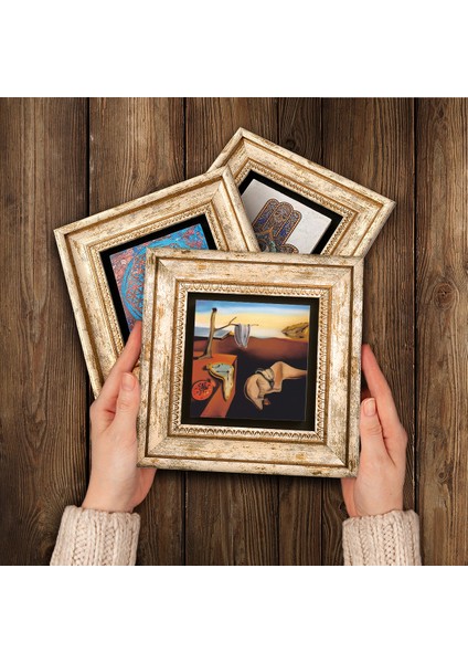 Salvador Dalí Taş Duvar Tablosu Çerçeveli Duvar Dekoru 3 Parça Tablo Seti Wall Art T3-622