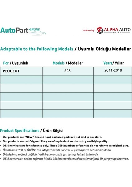 Peugeot 508 Için Ön Cam Tamir Seti-Sağ-Sol-Set