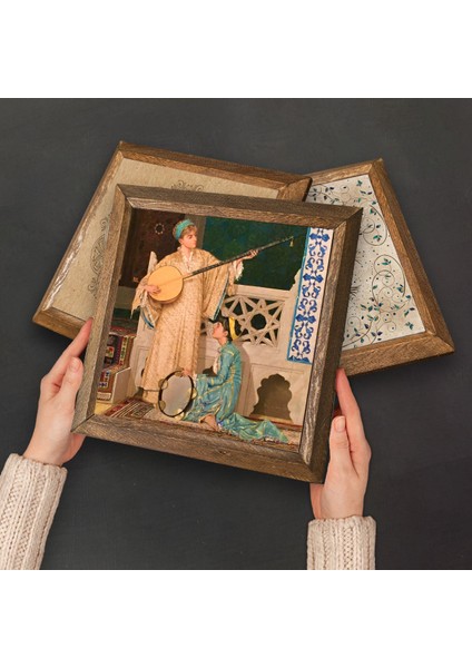 İstanbul Galata Kulesi, Kız Kulesi, Satranç Oyunu, İki Müzisyen Kız Taş Duvar Tablosu Ahşap Çerçeveli Duvar Dekoru 4 Parça Tablo Seti Wall Art W4-759 fırsatları