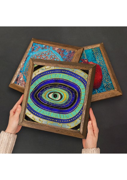 Hayat Ağacı, Şahmeran Ahşap Çerçeveli Taş Duvar Tablosu 3’lü Set – 25x25 cm Dekoratif Modern Sanat – Ev ve Ofis Dekoru |W3-108| fırsatları