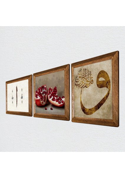 Stone Vav, Elif, Nar Ahşap Çerçeveli Taş Duvar Tablosu 3’lü Set – 25x25 cm Dekoratif Modern Sanat – Ev ve Ofis Dekoru |W3-1639| fiyatları