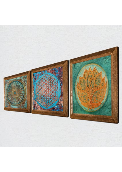 Lotus Çiçeği, Yaşam Çiçeği Ahşap Çerçeveli Taş Duvar Tablosu 3’lü Set – 25x25 cm Dekoratif Modern Sanat – Ev ve Ofis Dekoru |W3-41| fiyatları