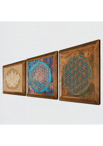 Yaşam Çiçeği, Lotus Çiçeği Ahşap Çerçeveli Taş Duvar Tablosu 3’lü Set – 25x25 cm Dekoratif Modern Sanat – Ev ve Ofis Dekoru |W3-526| fiyatları