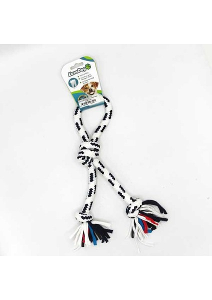 Üç Düğümlü Halka Şeklinde Diş Kaşıma Ipi Köpek Oyuncağı Beyaz/siyah 30 cm