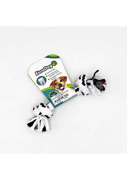 Iki Düğümlü Ince Diş Kaşıma Ipi Köpek Oyuncağı Beyaz/siyah 15 cm
