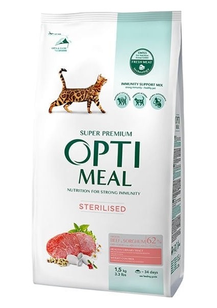 Sterilised Dana Etli ve Sorgumlu Kısırlaştırılmış Kedi Maması 1.5 kg