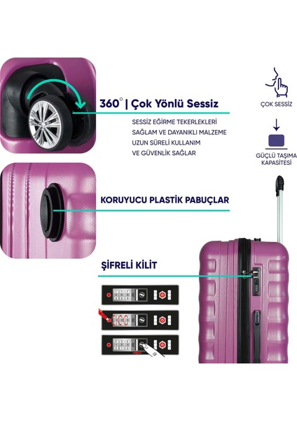 Delphin Violet 3'lü Valiz Seti