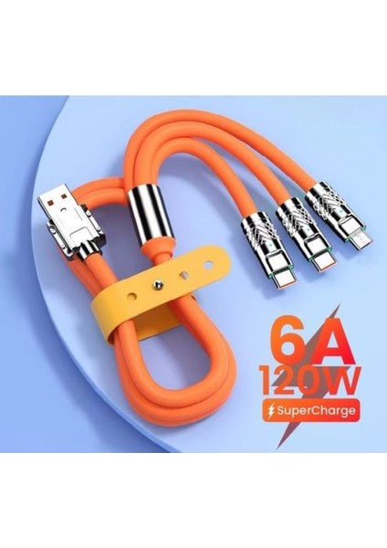 120W Silikonlu 6A Type-C Kablo Xiaomi , Ios , Micro USB Uyumlu