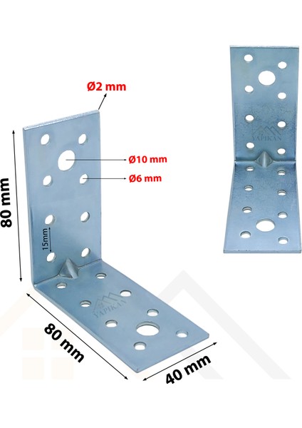 40x80x80mm - YAPIKAN Deprem Güvenliği Dolap Sabitleme Aparatı Seti - Mobilya Gardırop Portmanto Kitaplık Masa Raf Eşya Duvara Sabitleyici Aparat - L Demir Köşe Bağlantı Gönye Köşebent