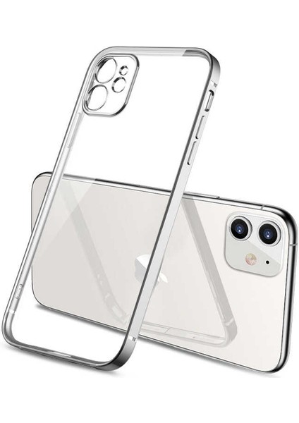 Apple iPhone 11 Kılıf Şeffaf Berrak Kamera Korumalı Renkli Yumuşak Kapak (G-Box)