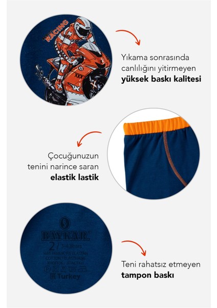 Erkek Çocuk Pamuklu Baskılı Rahat Kesim Likralı Boxer 3'lü Paket Renkli fiyatları