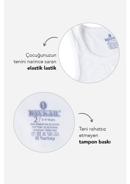 Erkek Çocuk Beyaz Oval Yaka Likralı Klasik Atlet 3'lü Paket Beyaz fiyatları