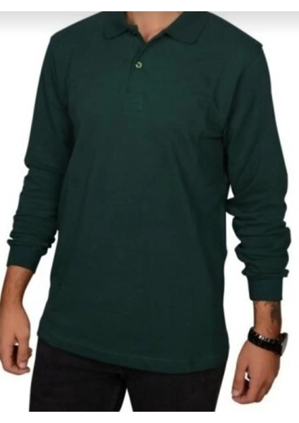 Polo Yaka Uzun Kollu Pamuklu Uzun Kol Polo Yakalı T-Shirt