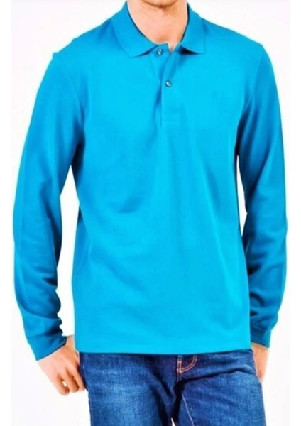 Polo Yaka Uzun Kollu Pamuklu Uzun Kol Polo Yakalı T-Shirt