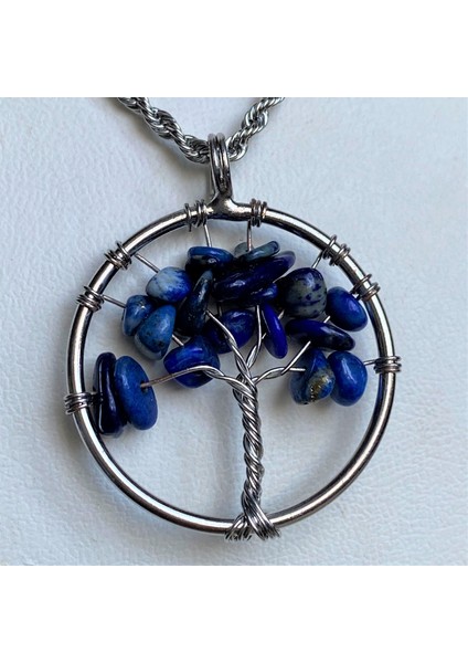 Lapis Lazuli Hayat Ağacı Doğal Taş Kolye Ucu