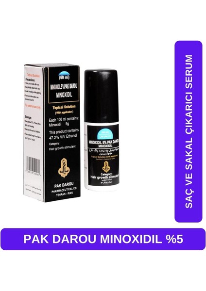Minoxıdıl %5 Pak Darou 60 ml (Orjinal Arapça Damgalı)