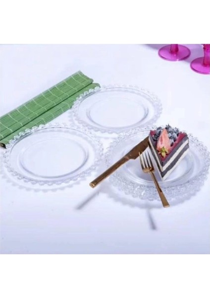 Cam Papatya Pasta Tabağı 20 cm 6'lı