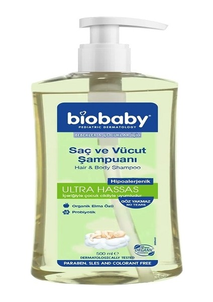 Biobaby Ultra Hassas Saç Ve Vücut Şampuanı 500 ml Prebiyotik Alman Papatyası - Organik İçerik