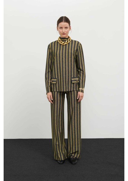 Çizgi Örme Yarım Balıkçı Bluz Standart Renk K2423009_089 modelleri