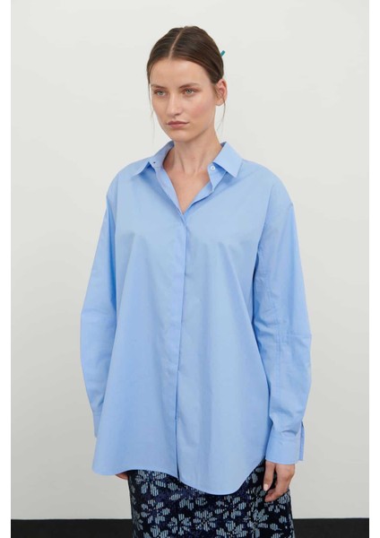Poplin Gömlek Mavi K2413540_036