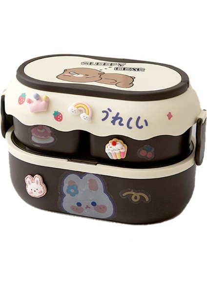 Çocuklar Için Sevimli Ayı Öğle Yemeği Kutusu Taşınabilir Plastik Öğle Yemeği Kutusu Kahverengi (Yurt Dışından) modelleri