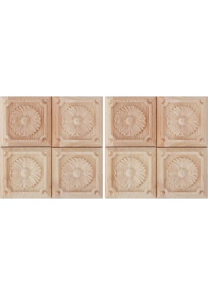 Mobilya 6X6CM Için 8 Adet Oyma Damalı Aplike Boyasız Çıkartma (Yurt Dışından)