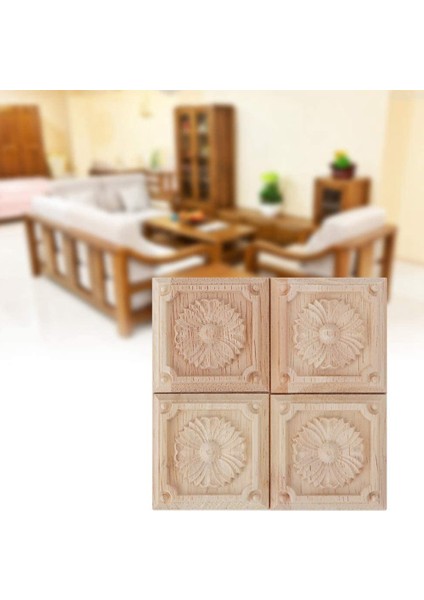 Mobilya 6X6CM Için 8 Adet Oyma Damalı Aplike Boyasız Çıkartma (Yurt Dışından)