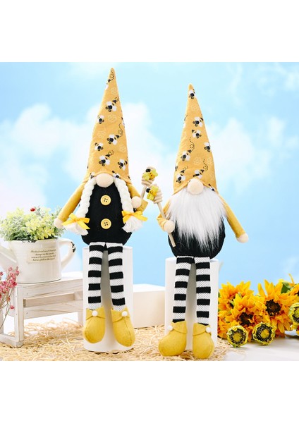 Ev Masaüstü Dekorasyonu Için 2 Adet Uzun Bacaklar Arı Gnome Yüzsüz Bebek (Yurt Dışından)