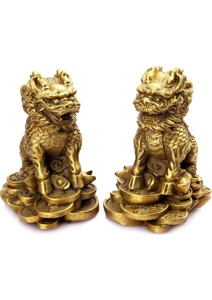 Reçine Chillin/kirin Heykeli Feng Shui Koleksiyon Ürünleri Bronz (Yurt Dışından)
