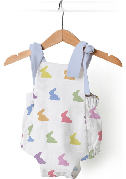 Müslin Bebek Kısa Tulum - Rainbow Blue