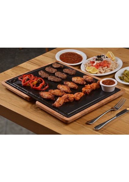 Döküm Ahşap ve Döküm Demir Hot Plate Servis Tahtası 30 x 40 cm fırsatları