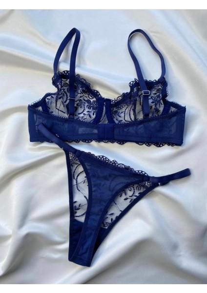 Lacivert Brode Sütyen Takım, Kadın Sexy Iç Çamaşırı,bayan Dantel Tül Fantezi Iç Çamaşırı modelleri