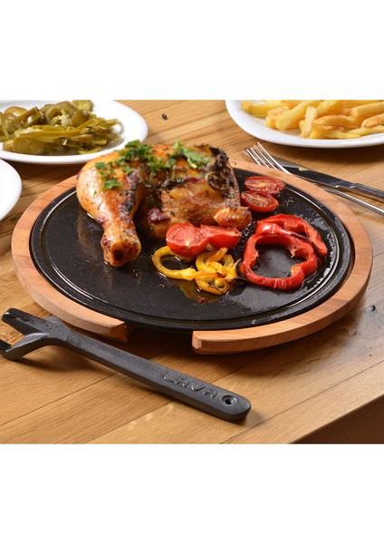 Döküm Ahşap ve Döküm Demir Hot Plate Servis Tahtası 34 cm fiyatları