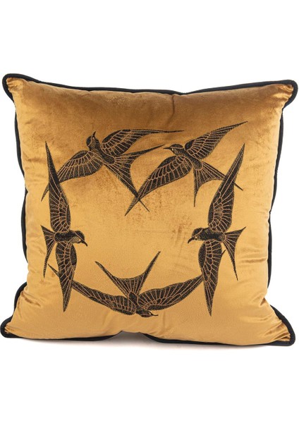 Isla Bronz Yuvarlak Kuşlar 55X55 Yastık Kırlent