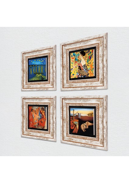 Stone Salvador Dalí, Picasso, Van Gogh, Gustav Klimt Çerçeveli Taş Duvar Tablosu 4’lü Set - Dekoratif Modern Sanat, Ev ve Ofis Dekoru |TK4-695| fiyatları