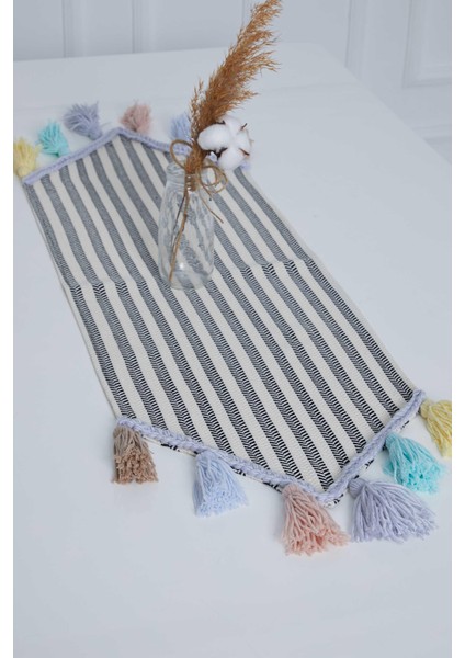 Renkli Püsküllü Çizgili Runner 90 x 30,R-47K fırsatları