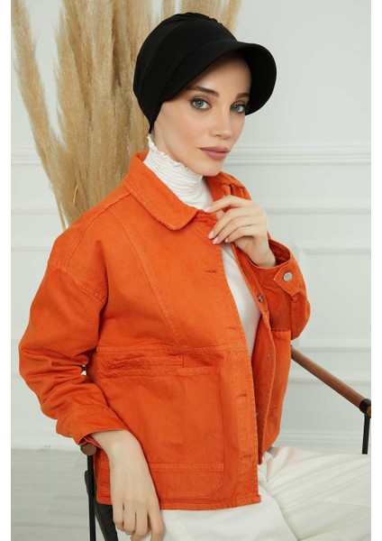 Siperlikli Çiçek Aksesuarlı Şapka Bone,b-72