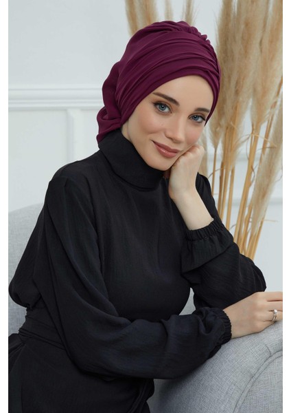 Pileli Tasarım Şifon Hazır TÜRBAN,HT-107,HT-107