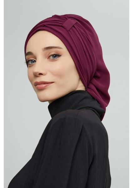 Pileli Tasarım Şifon Hazır TÜRBAN,HT-107,HT-107