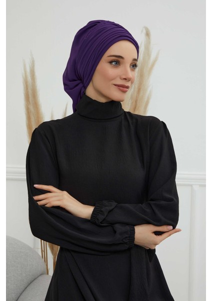 Pileli Tasarım Şifon Hazır TÜRBAN,HT-107,HT-107