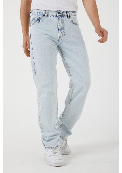 Erkek Açık Mavi Baggy Düz Bol Kesim Kot Pantolon indirimleri